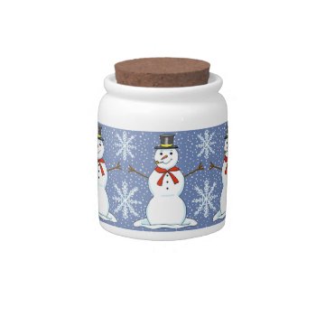 Happy Snowman Christmas Candy Jar by Shenanigins at Zazzle