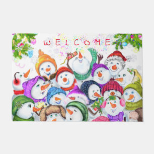 Happy Snowman Christmas Doormat