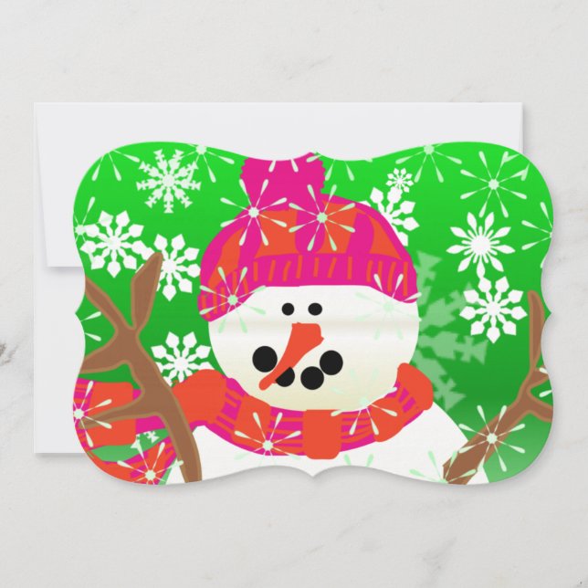 Happy Snowman Christmas Holiday Card (Front)