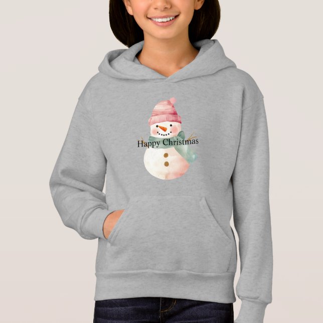 Happy Snowman Christmas Hoodie (Front)