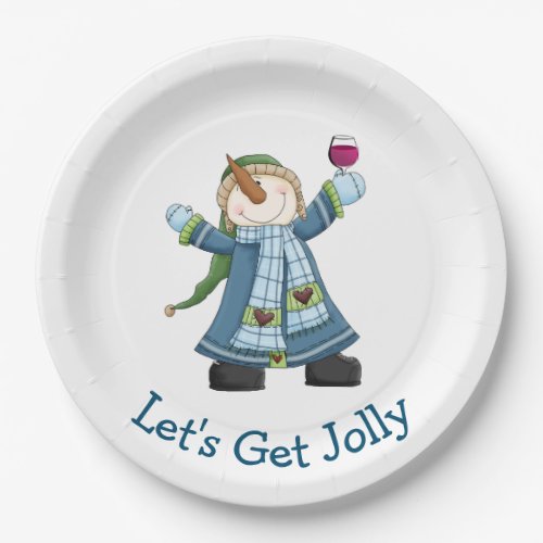 Happy Snowman Christmas Party Paper Plates