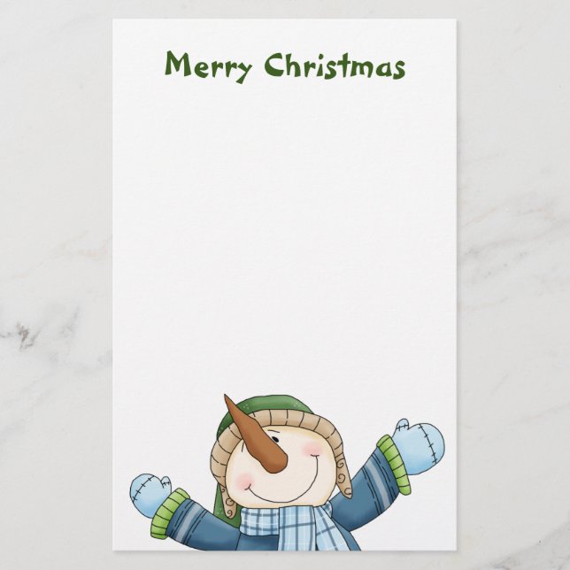 Happy Snowman Christmas Stationery (Front)