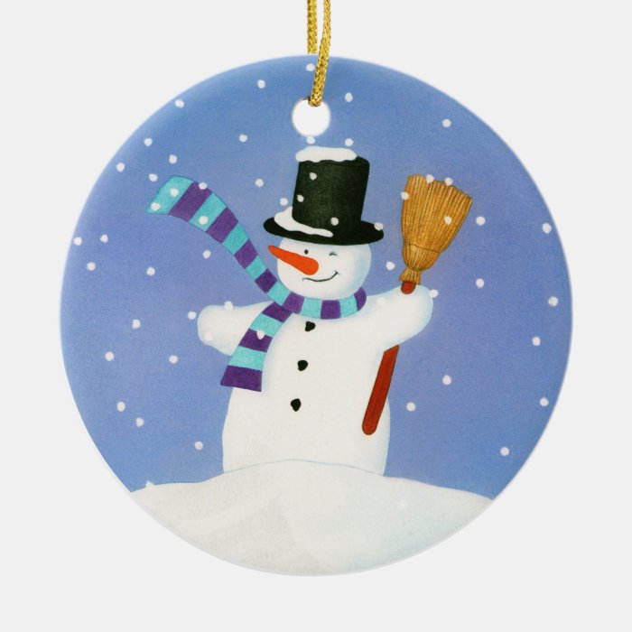 Happy Snowman Christmas Tree Ornaments