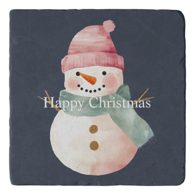Happy Snowman Christmas Trivet (Front)