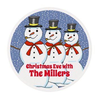 Happy Snowman Edible Frosting Rounds by Shenanigins at Zazzle