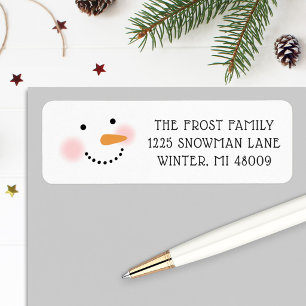 Happy Snowman Face Holiday Return Address Label