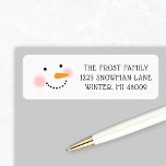 Happy Snowman Face Holiday Return Address Label<br><div class="desc">A jolly snowman face with rosy cheeks and a bright carrot nose brings playful holiday charm to this cute Christmas return address label. Whimsical hand-lettered typography keeps the design warm and family-friendly. Personalize with your family name and address for Christmas card mailings. A delightful finish for every holiday envelope.</div>