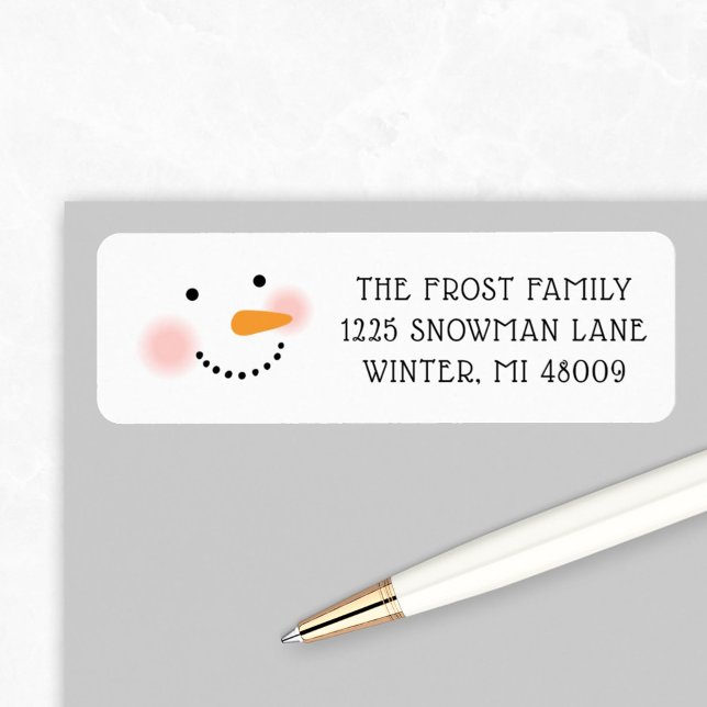 Happy Snowman Face Holiday Return Address Label (Creator Uploaded)