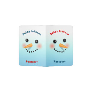Happy Snowman Face Passport Holder