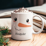 Happy Snowman Face Personalized Christmas Mug<br><div class="desc">Happy Snowman Personalized Christmas Mug</div>