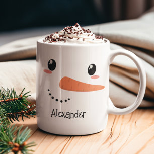 Happy Snowman Face Personalized Christmas Mug