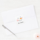 Happy Snowman Face Personalized Family Name Square Sticker (Envelope)