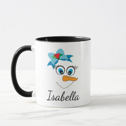 Happy Snowman Face Personalized Name Christmas Mug