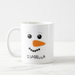 Happy Snowman Face Personalized Name  Coffee Mug<br><div class="desc">Happy Snowman Face Personalized Name Coffee Mug</div>