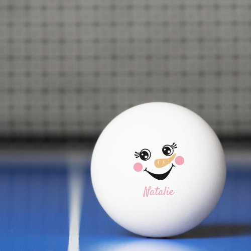 Happy Snowman Face Personalized Name  Ping Pong Ball