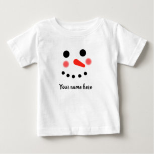 Happy Snowman Face Personalized Name T-Shirt