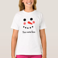 Happy Snowman Face Personalized Name T-Shirt