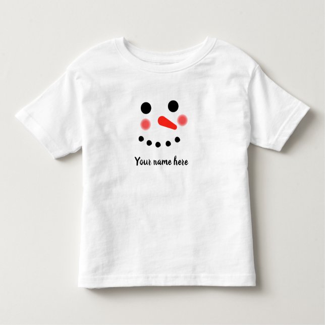 Happy Snowman Face Personalized Name T-Shirt (Front)