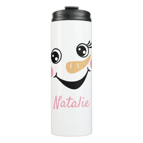 Happy Snowman Face Personalized Name  Thermal Tumbler
