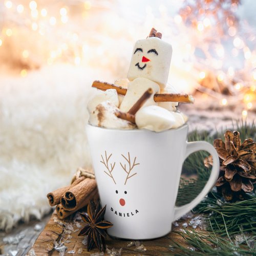 Happy Snowman Face Personalized Text Latte Mug