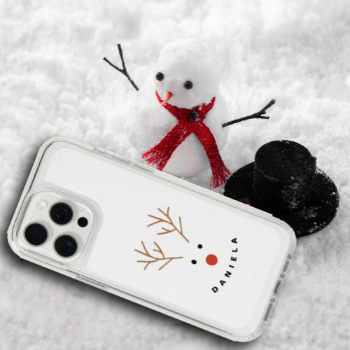 Happy Snowman Face Personalized Text Latte  iPhone 15 Pro Max Case