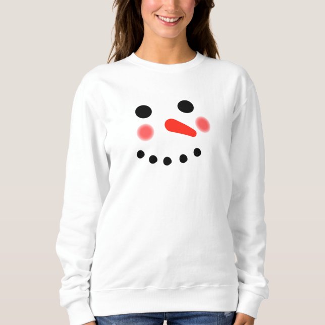 Happy Snowman Face  Sweatshirt (Front)