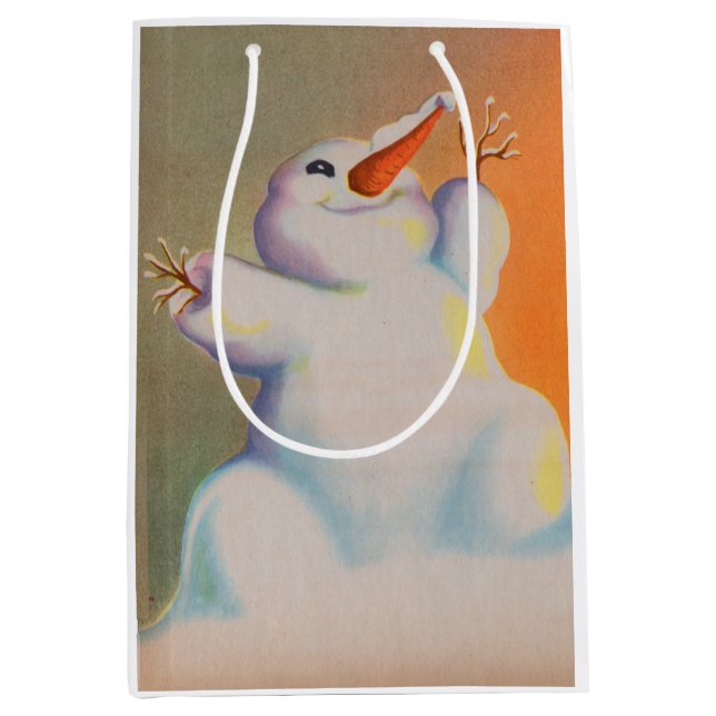 happy snowman greets the morning medium gift bag (Front)