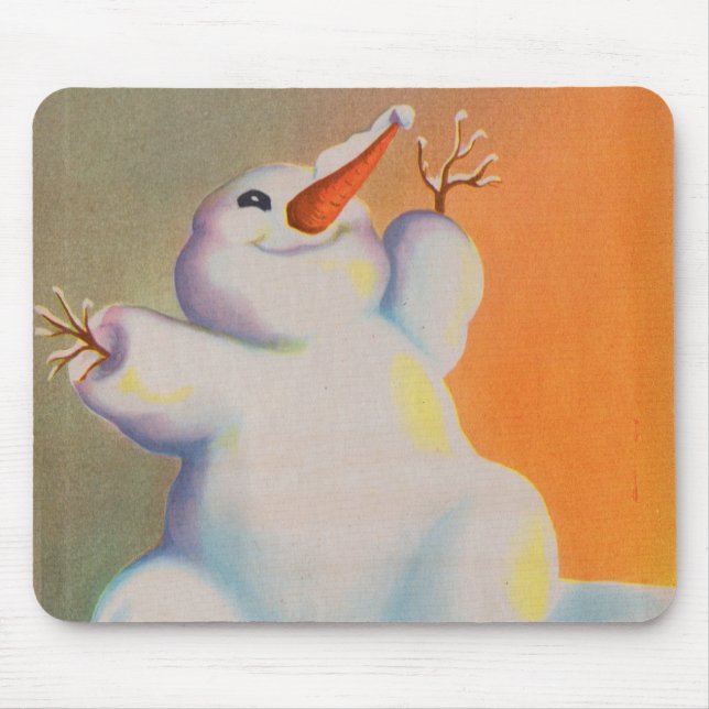 happy snowman greets the morning mouse pad (Front)
