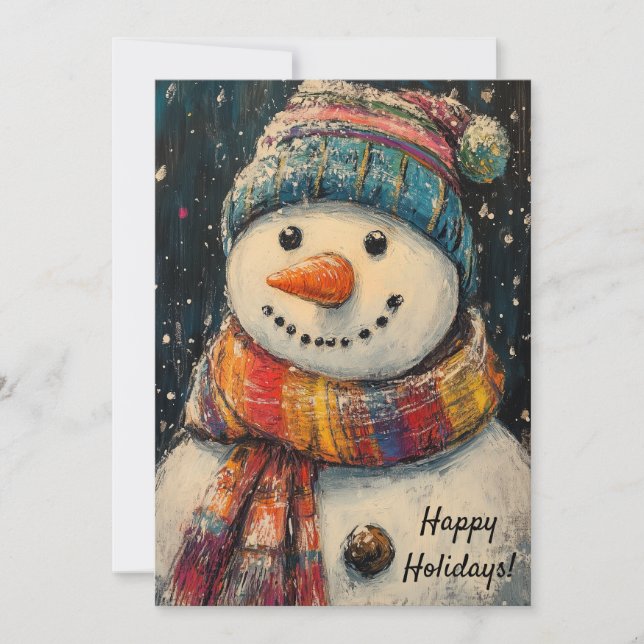 Happy Snowman Holiday Card (Front)