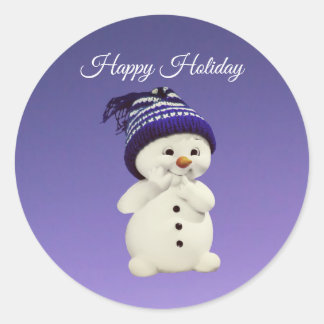Happy Snowman, Holiday Classic Round Sticker