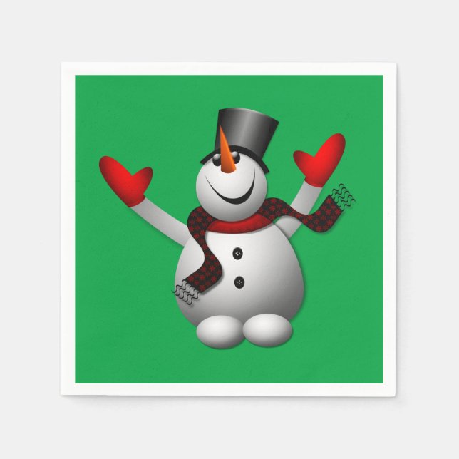 Happy Snowman Holiday Party Napkins (Front)