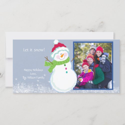 Happy Snowman Holiday Winter Photo Picture Card