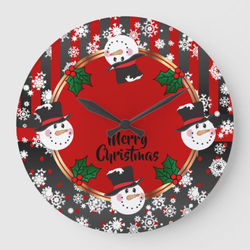 Happy Snowman Holidays Large Clock