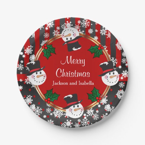 Happy Snowman Holidays Paper Plates