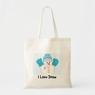 Happy Snowman - I Love Snow Tote Bag