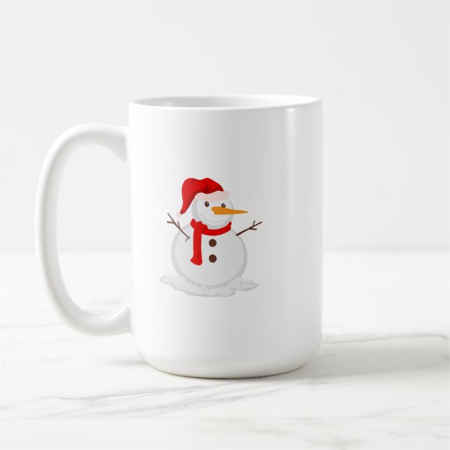 Happy Snowman in a Santa Hat Coffee Mug (Left)