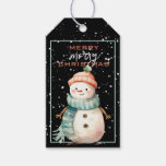 Happy Snowman in Teal Scarf Christmas Gift Tags