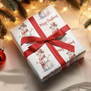 Happy Snowman Merry Christmas Wrapping Paper