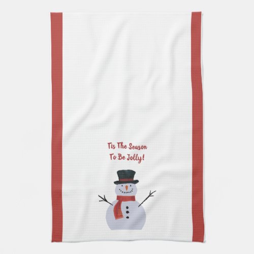 Happy Snowman On Kitchen Towels