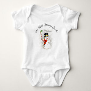 Happy Snowman Our Little Stocking Stuffer Baby Bodysuit