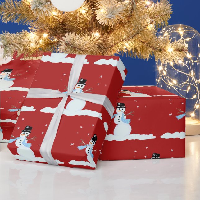 Happy Snowman Pattern Christmas Winter Wrapping Paper (Holidays)