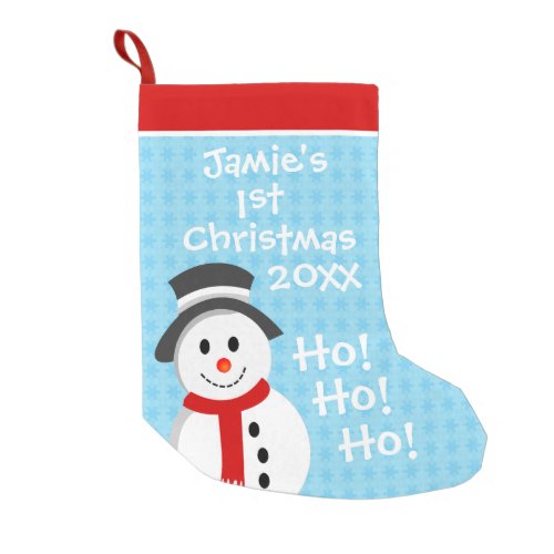 Happy Snowman Personalised Babys 1st Christmas Small Christmas Stocking