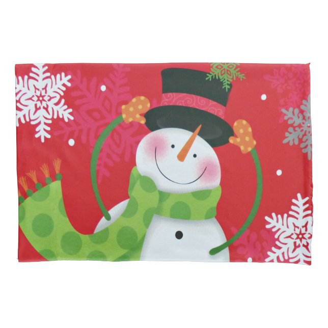 Happy Snowman Pillow Case (Front)