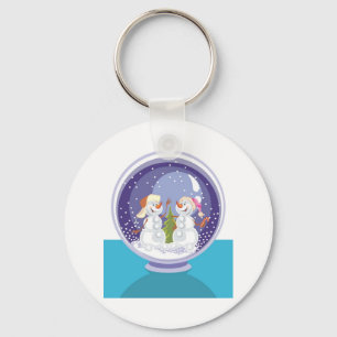 Happy Snowman Snow Globe Keychain