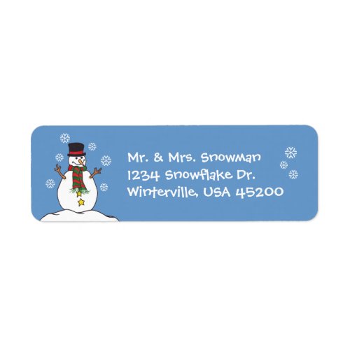 Happy Snowman  Snowflakes _ Address Label