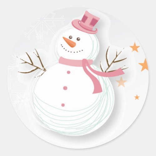 Happy Snowman Stickers _ Pink