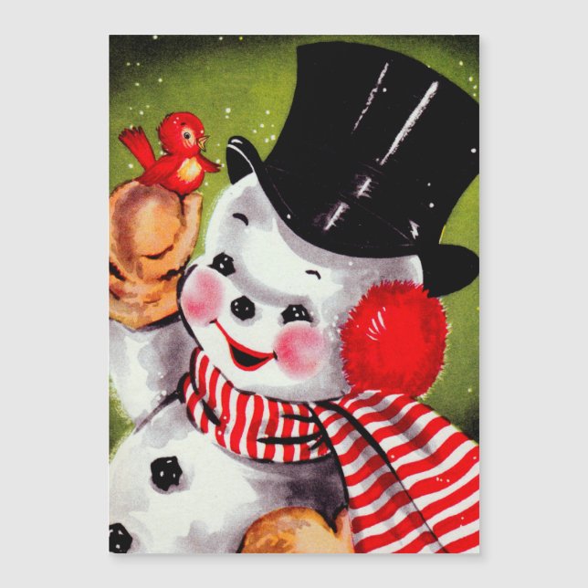 Happy Snowman Vintage Holiday Card (Front)