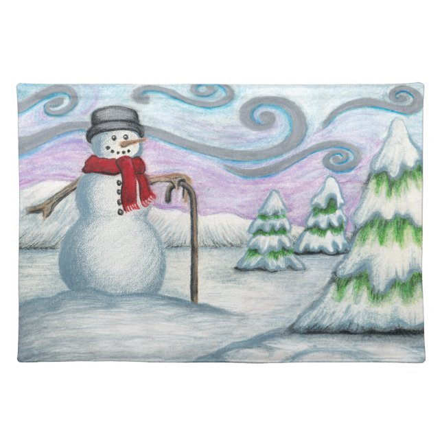 Happy Snowman Winter Wonderland Placemat (Front)