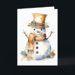 Happy Snowman with Gold Accents BLANK  Holiday Card<br><div class="desc">Do you love sending out cards for Christmas, holidays, and really all winter long? If so, you probably love blank cards. You can use them to send someone a card to wish them a Merry Christmas or Happy Holidays. You can also send cards to let someone know that you are...</div>