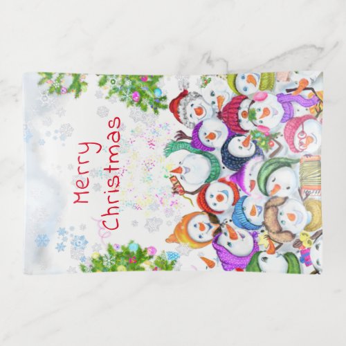 Happy Snowmans Christmas Celebration Trinket Tray